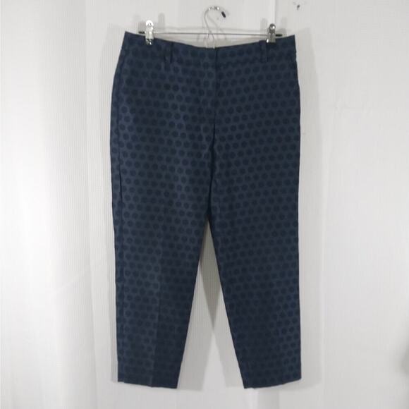 J. CREW! ADORABLE NAVY BLUE ON NAVY POLKA DOT HIGH WAIST SKIMMER PANTS,! SZ 4 - Picture 2 of 10